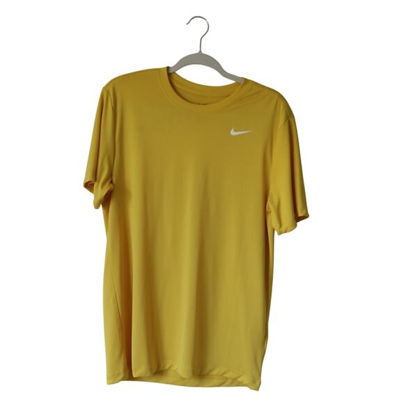 Men's Nike Dri Fit Yellow Short Sleeve Shirt Crewneck Small - Picture 1 of 7